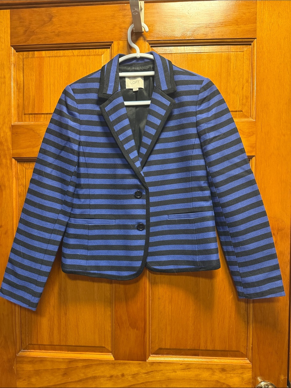 LOFT Blue and Black Striped Blazer